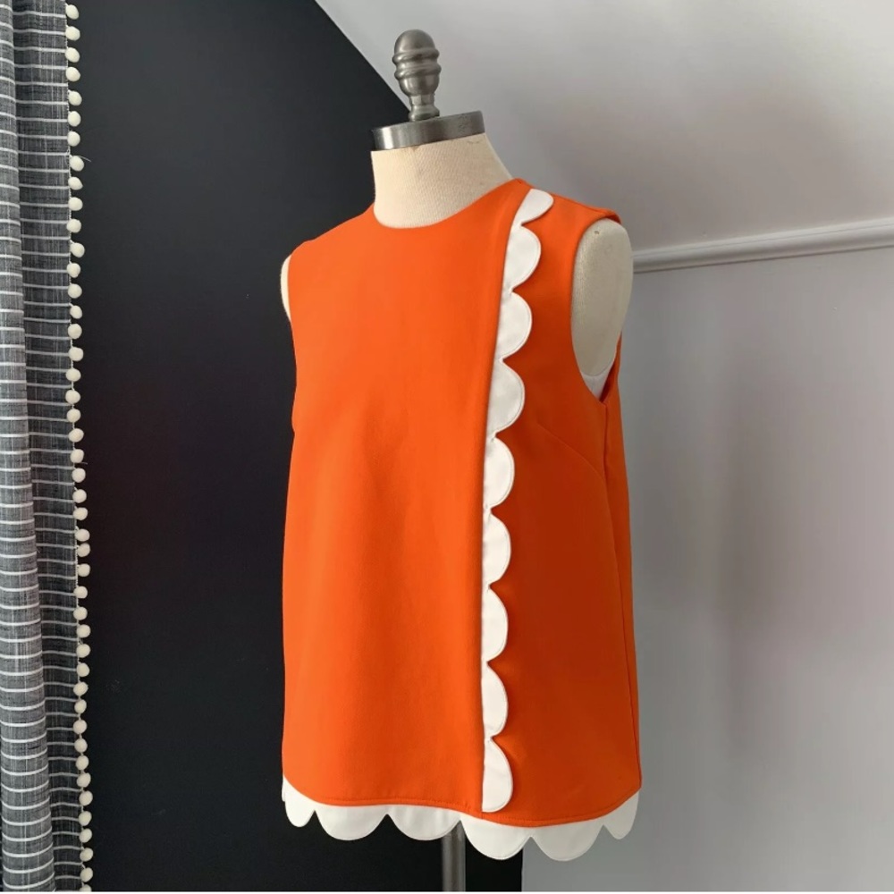Victoria Beckham Orange Sleeveless Scallop Blouse